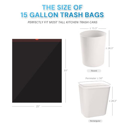 15 Gallon Drawstring Trash Bags, 102 Count, Black - size: 1 Count (Pack of 102)