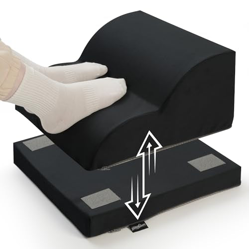 Foot Rest Under Desk for Office, Ergonomic Adjustable Footrest with Washable Cover, Soft Desk Foot Stool for Home Office, Work, Gaming, Long Sitting, Black - color: Black