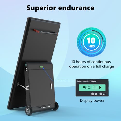 43 inch Outdoor Digital Signage Display, LCD 4K UHD 1800-Nit IP55 Waterproof Advertising Portable Kiosk with Rechargeable Battery, Auto Brightness, Split Screen USB/WiFi Playback Media Player - size: 43inch