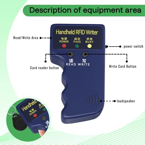 Handheld ID Copier 125khz RFID Duplicator with 10pcs Blank T5577 Keyfobs
