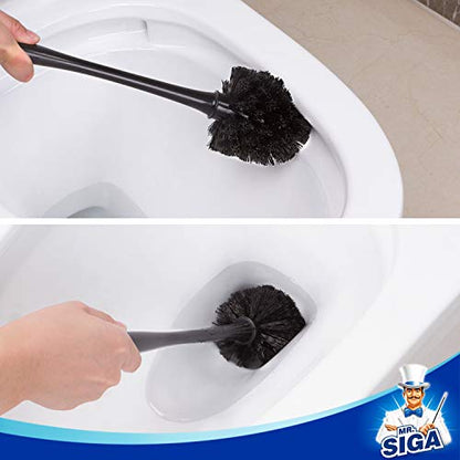 MR.SIGA Toilet Plunger and Bowl Brush Combo for Bathroom Cleaning, Black - color: Black
