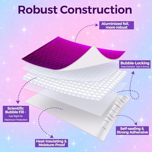 Fuxury Foil Bubble Mailers 4x8" 50 Pack Usable Size 4x7" Padded Envelopes - color: Purple, size: 4x8" 50PC