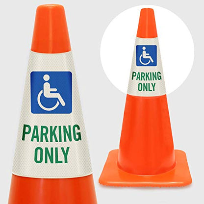 SmartSign “Handicapped Parking Only” Bright Reflective Cone Message Sleeve, [Cone Not Included] - color: Handicapped Parking Only, size: Pack of 1