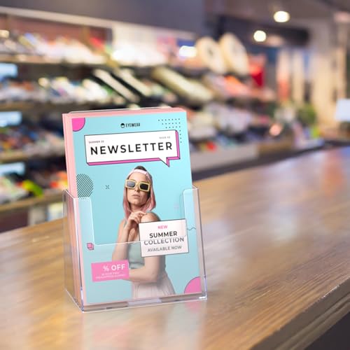 Marketing Holders Brochure Holder for 5.5” Wide Printed Materials Acrylic Countertop Display Literature Tri Fold Stand Rack Literature Organizer Pamphlet Holder Paper