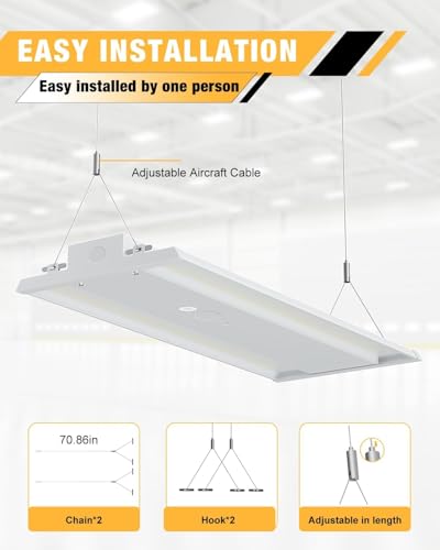 LED Linear High Bay Shop Light with Motion Sensor,300W 45000LM 5000K