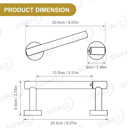 Brushed Gold Toilet Paper Holder Wall Mount, Double Base Large Toilet Paper Roll Holder Stainless Steel Bathroom Hardware Accessories, Commercial Toilet Paper Dispenser - color: Brushed Gold, size: Round