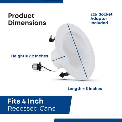 Feit Electric 4in LED Retrofit Recessed Downlight, 50W Eq, 540 Lumens - color: 5000K Daylight, size: 4 Inch (Pack of 6), style: Standard