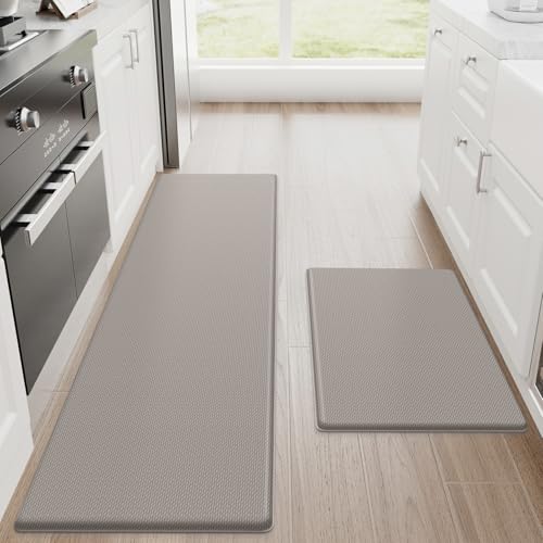 StepRite Kitchen Mats for Floor, 2-Piece Anti-Fatigue Kitchen Rugs, Khaki - color: Khaki, size: 17.3" x 30"+17.3" x 59"-0.4 inch