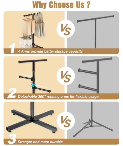 Shopping Bag Rack, 50–57" Adjustable Height Black Bag Rack Stand - color: Black