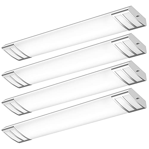 FAITHSAIL 4FT LED Light Fixture 50W 5600lm Linear Light Flush Mount, 4000K, 1-10V Dimmable, 4 Foot LED Kitchen Ceiling Light Fixtures for Craft Room, Laundry, Fluorescent Replacement, 4 Pack - size: 4 Pack