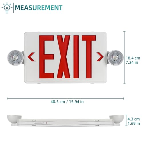 Red LED Exit Sign Emergency Light Combo UL, 4 Pack - color: White Housing+Red Letter+Light, size: 4 Pack