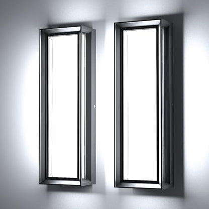 Sytmhoe LED Square Outdoor Wall Lights 2 Packs, 16inch 6000K 10%-100% Dimmable Exterior Wall Light Aluminum Body Waterproof IP65 led Porch Light for House Patio Garage Garden - size: 16in