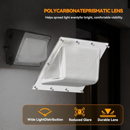 160W LED Wall Pack Light Dusk to Dawn, 25600LM 6500K Exterior Lights