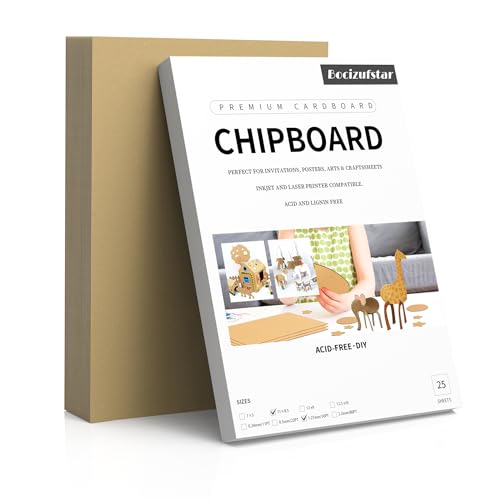 Chipboard Sheets 8.5" x 11" - 25 Sheets, 50PT Thick for Book Binding, Scrapbooking, Art Projects, and Packaging - color: Brown-50PT -25Sheet