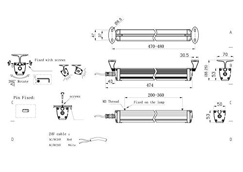 QUJILINE16W 24V IP68 Explosion Proof LED Light/Tube Long 22.8" Waterproof CNC Industrial Machine Interner LED Lighting (16)