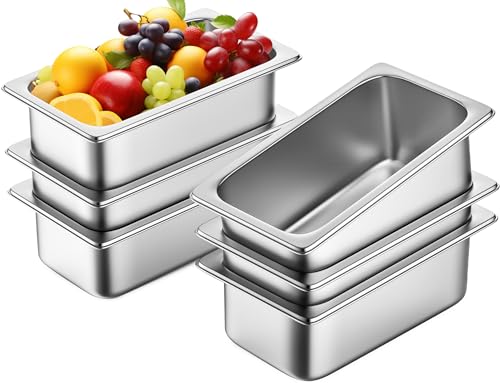 ZeroPone 6 Pack Hotel Pans 1/3 Size 4" Deep Stainless Steel Steam Table Pan - color: 4 INCH, size: 1/3 SIZE