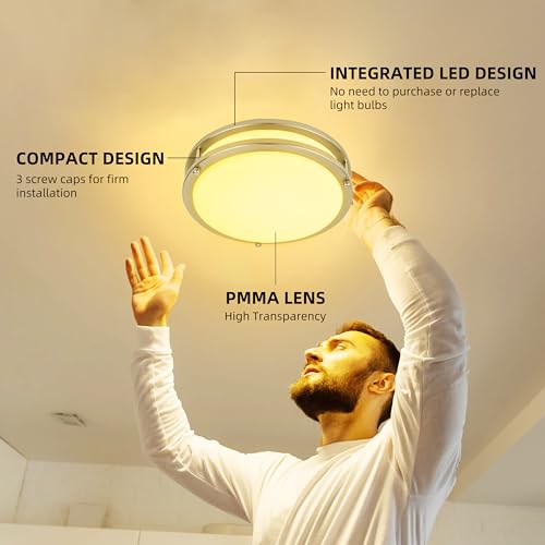 hykolity 10 inch Flush Mount LED Ceiling Light Fixture,1100LM - color: Brushed Nickel, size: 10-inch