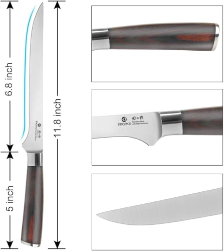 imarku Fillet Knife 6 Inch, German High Carbon Stainless Steel Boning Knife - color: Silver with Brown
