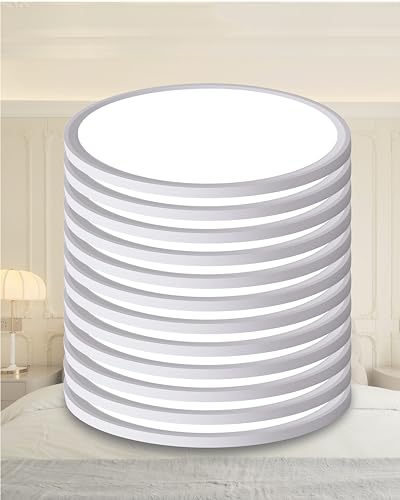 Led Flush Mount Ceiling Light,Round 12 Inch 24w 2520lm 3000k,4000k,6000k CCT Selectable,Flat Panel Super Slim Led Ceiling Light Fixture,for Living Dining Kitchen Bedroom Room (12Pack-White) - color: White, size: Standard-12Inch-12Pack