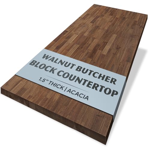 Howizz Walnut Butcher Block Countertop 48 x 36 x 1.5 Inches - Solid Wood Table Top for Island Kitchen Countertop, Desk Top, Dining Table, Workbench Top - color: Acacia - Finger Joint - Walnut - Finished, size: 48"L x 36"W x 1.5"Th