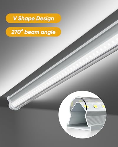 4FT 4 Pack LED Shop Lights, 50W 6000LM 6000K Workbench Tube Light - size: 6000LM-4Pack