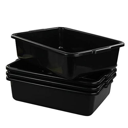 8 Liters Plastic Commercial Bus Tub Set of 4, Black Dish Pans - size: 8 L