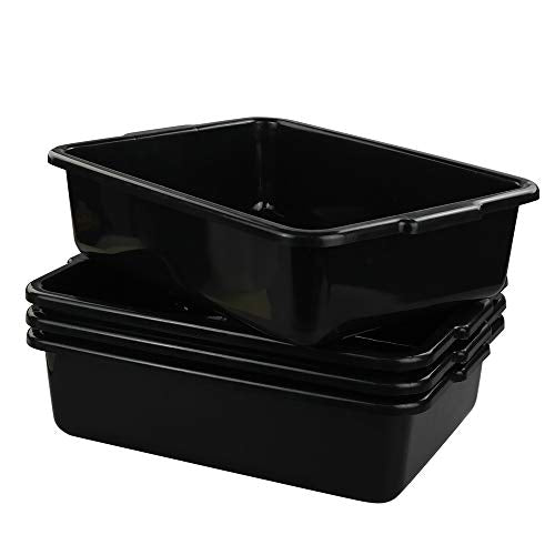 8 Liters Plastic Commercial Bus Tub Set of 4, Black Dish Pans - size: 8 L