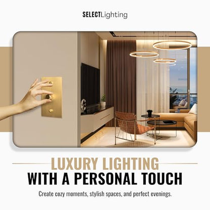 SELECT 1 Gang Solid Brass Rotary Dimmer Switch, 3-Way & 1-Way Compatible - color: Satin Brass, size: 1 Gang, style: 1/3-Way Dimmer