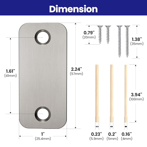 1" x 2-1/4" Door Hole Cover Plate, Stainless Steel Door Strike Filler Plate - color: Brushed Nickel, size: 2 Pack