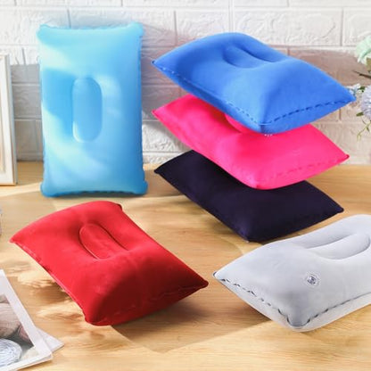 Geelin 12 Pack Inflatable Travel Pillow Squared Flocked Fabric Air Pillow Ultralight, Compact and Comfortable for Traveling, Camping, Hiking, Napping, Desk Rest, Neck Lumbar Support (16.93 × 10.63) - size: 16.93" × 10.63"