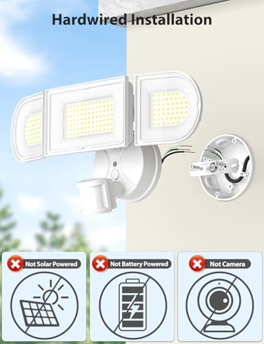 Olafus 180W Motion Sensor Outdoor Lights, 18000LM Ultra-Bright Dusk to Dawn LED Security Flood Light Wired, 6500K Daylight, IP65 Waterproof, for Yard/Garage/Driveway, White - color: White
