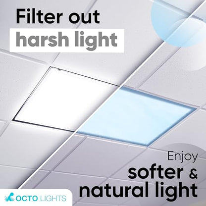Fluorescent Light Covers for Ceiling Lights Classroom Magnetic Blue 4pk - color: Tranquil Blue
