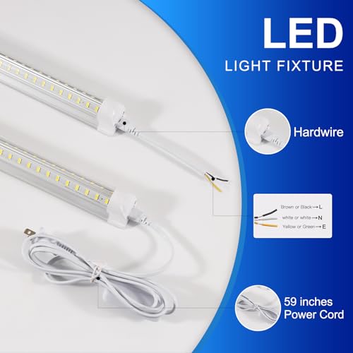 XLNYUUI Led Shop Lights,4FT LED Light 50W 6500K 7000LM Led Daylight,Garage Light Linkable Clear Cover Integrated V-Shape for Garage Warehouse Workbench Workshop(10-Pack) - size: 4FT 10PACK