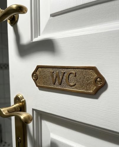 Vintage WC Metal Door Sign, Antique Bathroom Toilet Door Plaque, Rustic Farmhouse Wall Mount Metal WC Sign, Decorative Restroom Door Sign for Home Hotel Office Washroom Entrance - color: WC
