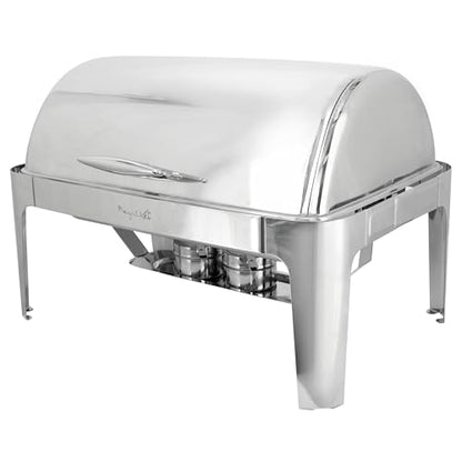 MegaChef 9.5 Quart Oblong Roll Top Stainless Steel Professional Kitchen Chafing Dish/Food Warmer/Buffet Server Serving Trays for Entertaining, Catering, Large Gatherings (9.5 Quart) - size: 9.5 Quart