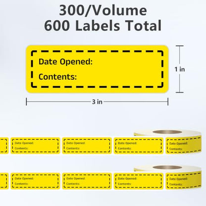 600 Pcs 1 X 3 inch Restaurant Quality Shelf Life Food Rotation Labels, Self-Adhesive Removable for Reusable Containers, Food Safety Date Sticker, Leftover Labels (2Roll-DateOpened-Yellow) - style: 2Roll-DateOpened-Yellow