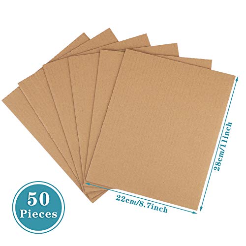 Zonon 50 Pack Corrugated Cardboard Sheets, 3 mm Flat, 11 x 8.7 Inch, Brown - color: Brown, size: 11 x 8.7 Inch