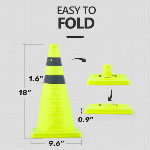 BATTIFE 4 Pack 18 Inch Collapsible Traffic Cones, Lime Green Safety Cones - color: Lime Green, size: 18inch