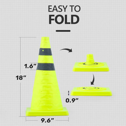 BATTIFE 4 Pack 18 Inch Collapsible Traffic Cones, Lime Green Safety Cones - color: Lime Green, size: 18inch