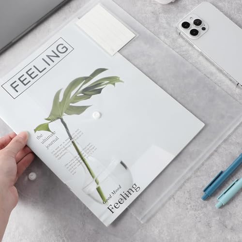 20pcs Plastic Envelopes, Clear Envelopes with Snap Button Closure, A4 Size