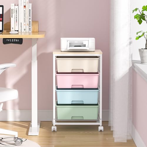 SYKIARIOL Rolling Cart with Drawers, 4-Drawer Utility Cart, Rainbow - color: Rainbow