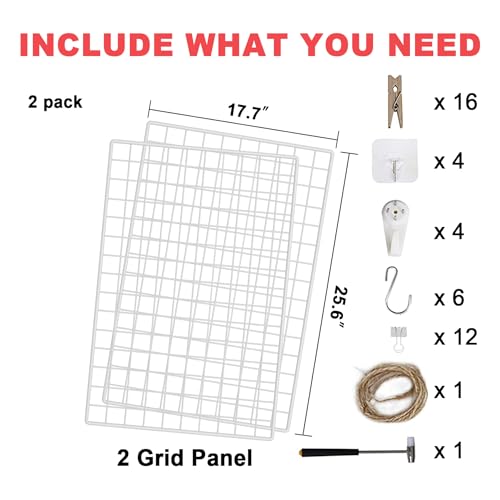 C&AHOME Photo Wall Display Set of 2, Wall Grid Panel, 17.7" x 25.6", White - color: White, size: 17.7 x 25.6 (45x65cm)