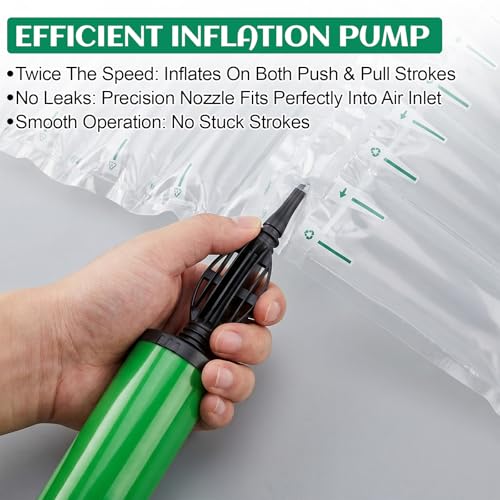Air Pillows for Shipping with Hand Pump - 1200 Count 3.54 x 7.87 in 150 Gallons Air Cushion– Inflatable Air Bags - Box Filler Packing Materials - Alternative to Packing Peanuts & Bubble Wrap - color: Deflated (Pump included), size: 1200 Count