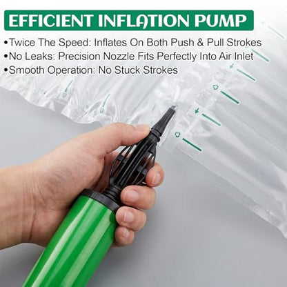 Air Pillows for Shipping with Hand Pump - 800 Count 3.54 x 7.87 in 100 Gallons Air Cushion– Inflatable Air Bags - Box Filler Packing Materials - Alternative to Packing Peanuts & Bubble Wrap - color: Deflated (Pump included), size: 800 Count