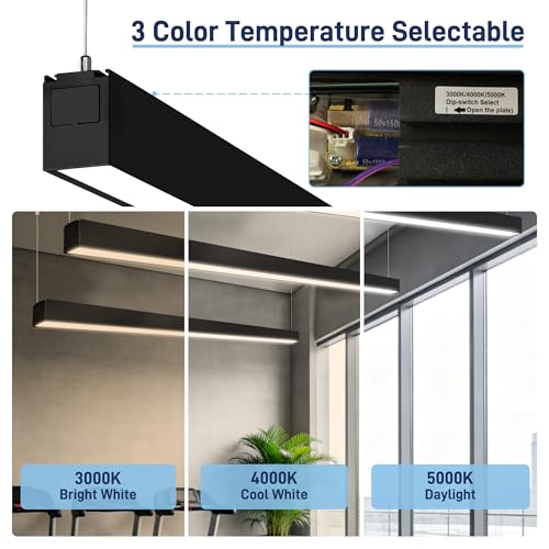 hykolity 8FT Linkable LED Linear Light, 80W 9600LM 3CCT 3000K/4000K/5000K - color: Black, size: 8FT-4Pack