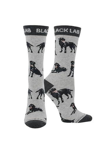 WHD Black Lab Crew Socks for Women & Men | Gift for Dog Lovers, Cute Pet Socks - color: Gray/Black, size: Medium