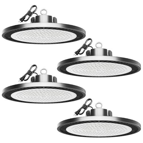 400W UFO Led High Bay Light - Super Bright Waterproof Shop Light for Garage, High Bay Led Shop Lights Commercial Bay Lights for Factory Barn Gym Warehouse Workshop (4 Packs)