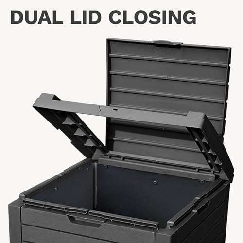 DWVO 2-Pack 38 Gallon Large Outdoor Trash Can w/Lid and Drip Tray, Black - color: Black, size: 38 Gallon X 2 Pack