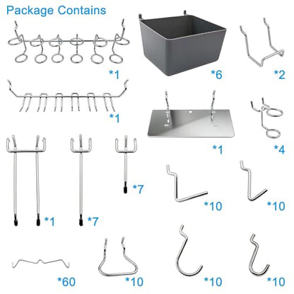 FRIMOONY Pegboard Hooks Assortment with Pegboard Bins, Peg Locks, for Organizing Various Tools, 140 Piece - style: 140PCS