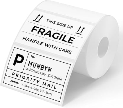 MUNBYN 3x2 Thermal Labels, 500 Sheets/1 Roll, White - color: White, size: 3x2"